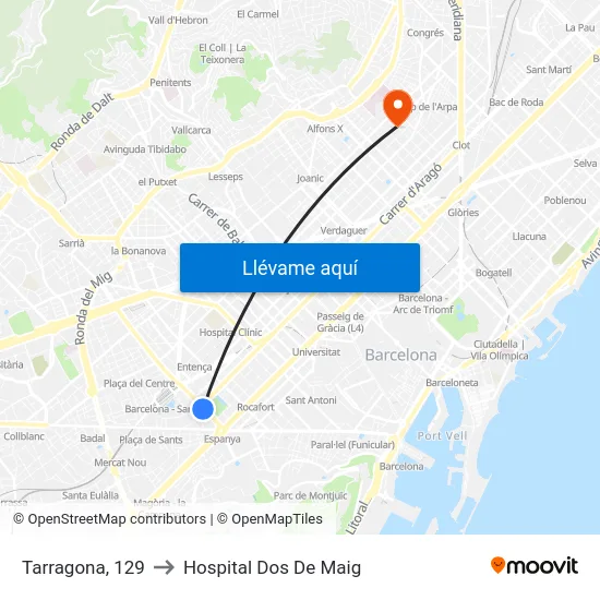 Tarragona, 129 to Hospital Dos De Maig map
