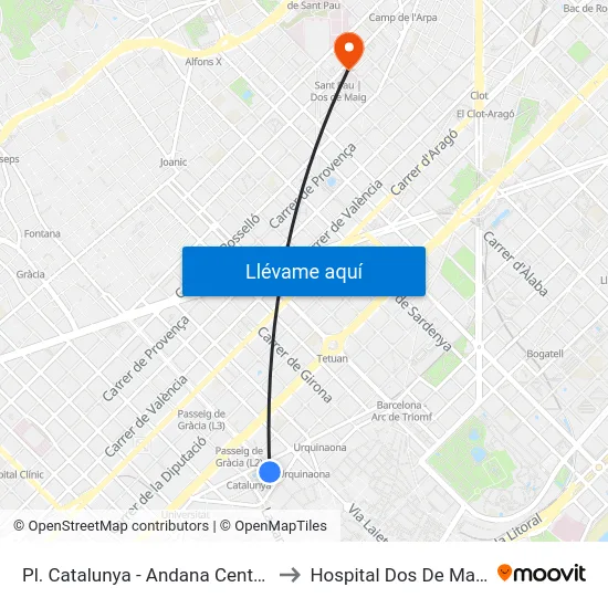 Pl. Catalunya - Andana Central to Hospital Dos De Maig map