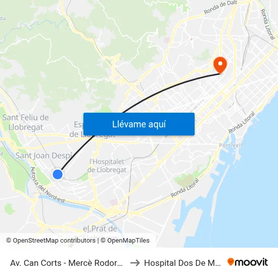 Av. Can Corts - Mercè Rodoreda to Hospital Dos De Maig map