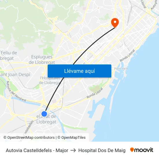 Autovia Castelldefels - Major to Hospital Dos De Maig map