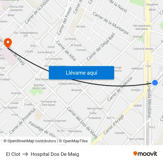 El Clot to Hospital Dos De Maig map