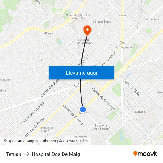 Tetuan to Hospital Dos De Maig map