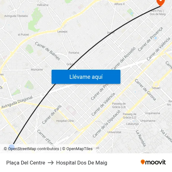 Plaça Del Centre to Hospital Dos De Maig map