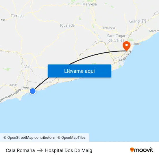 Cala Romana to Hospital Dos De Maig map