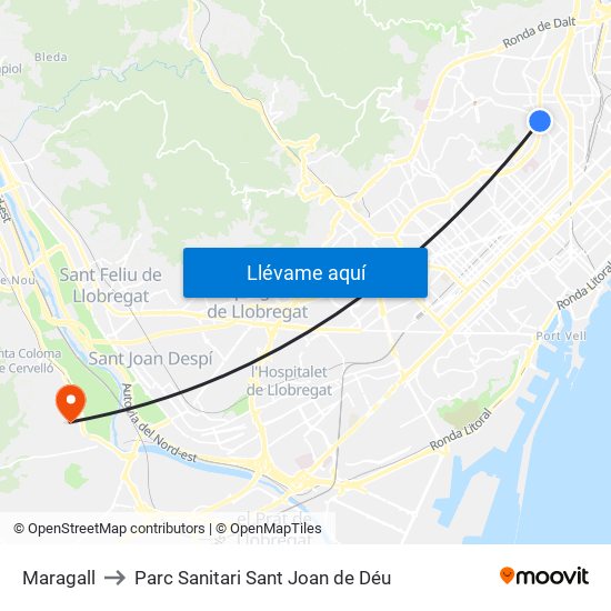 Maragall to Parc Sanitari Sant Joan de Déu map
