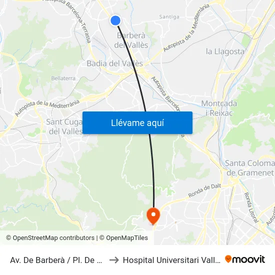 Av. De Barberà / Pl. De Barcelona to Hospital Universitari Vall d'Hebron map