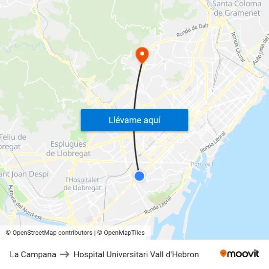La Campana to Hospital Universitari Vall d'Hebron map
