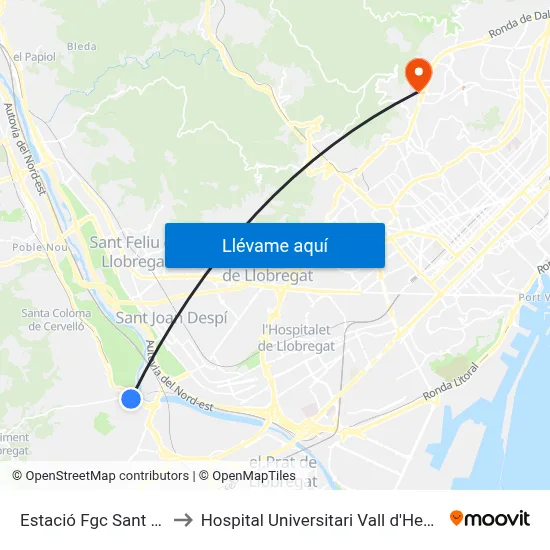 Estació Fgc Sant Boi to Hospital Universitari Vall d'Hebron map