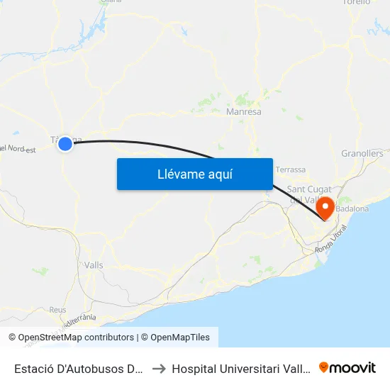 Estació D'Autobusos De Tàrrega to Hospital Universitari Vall d'Hebron map