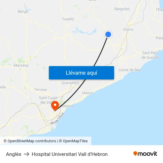 Anglès to Hospital Universitari Vall d'Hebron map