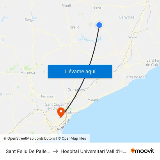 Sant Feliu De Pallerols to Hospital Universitari Vall d'Hebron map