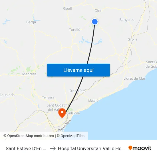 Sant Esteve D'En Bas to Hospital Universitari Vall d'Hebron map