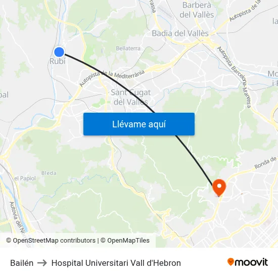 Bailén to Hospital Universitari Vall d'Hebron map
