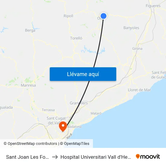 Sant Joan Les Fonts to Hospital Universitari Vall d'Hebron map