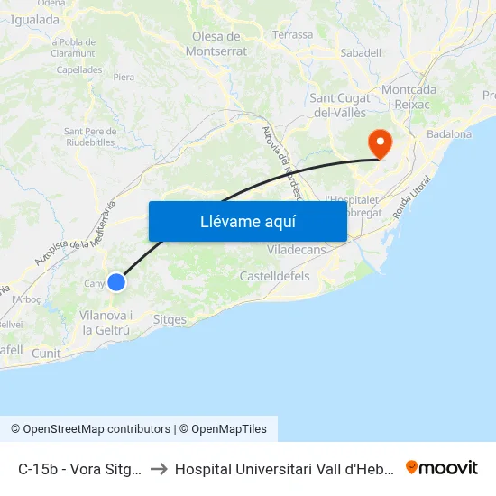 C-15b - Vora Sitges to Hospital Universitari Vall d'Hebron map