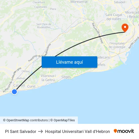 Pl Sant Salvador to Hospital Universitari Vall d'Hebron map
