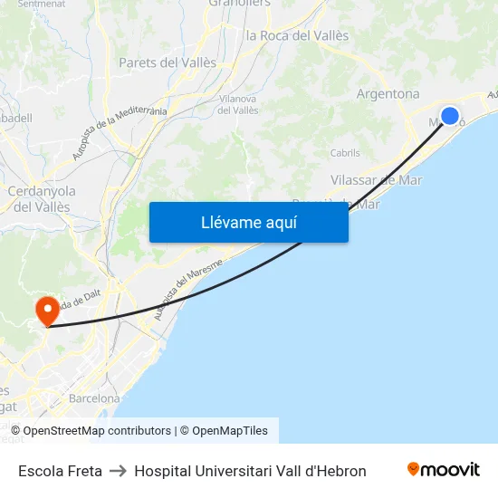 Escola Freta to Hospital Universitari Vall d'Hebron map