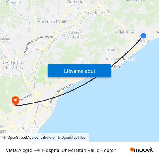 Vista Alegre to Hospital Universitari Vall d'Hebron map