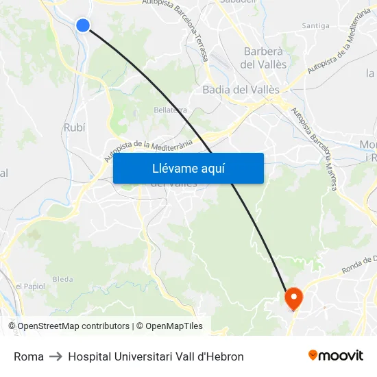 Roma to Hospital Universitari Vall d'Hebron map