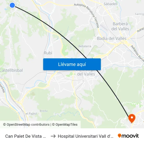 Can Palet De Vista Alegre to Hospital Universitari Vall d'Hebron map