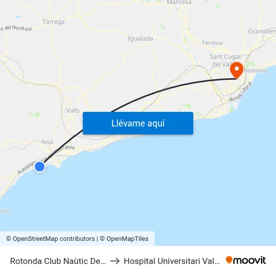 Rotonda Club Naùtic De Cambrils to Hospital Universitari Vall d'Hebron map