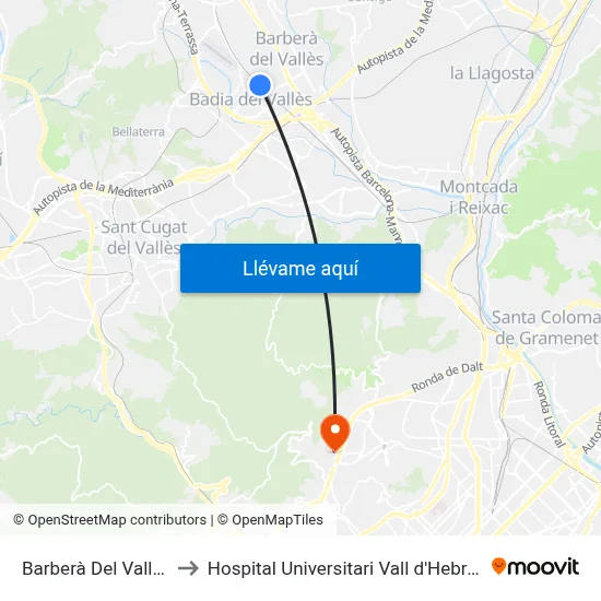 Barberà Del Vallès to Hospital Universitari Vall d'Hebron map