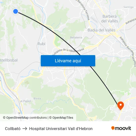 Collbató to Hospital Universitari Vall d'Hebron map