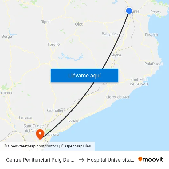 Centre Penitenciari Puig De Les Basses, Figueres to Hospital Universitari Vall d'Hebron map