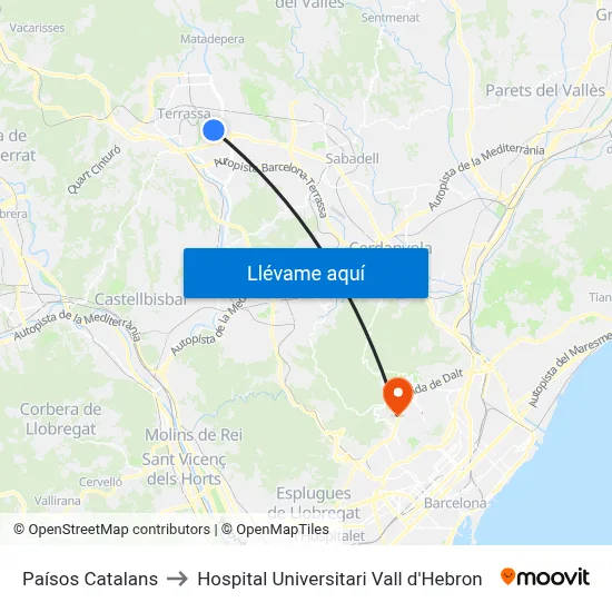 Paísos Catalans to Hospital Universitari Vall d'Hebron map