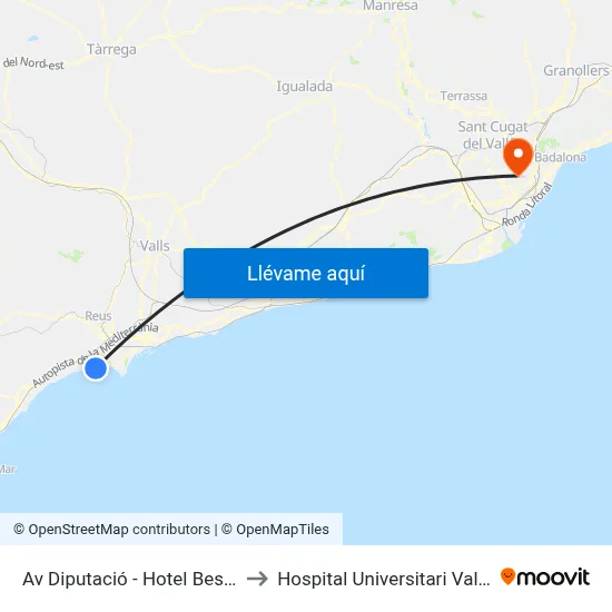 Av Diputació - Hotel Best Cambrils to Hospital Universitari Vall d'Hebron map