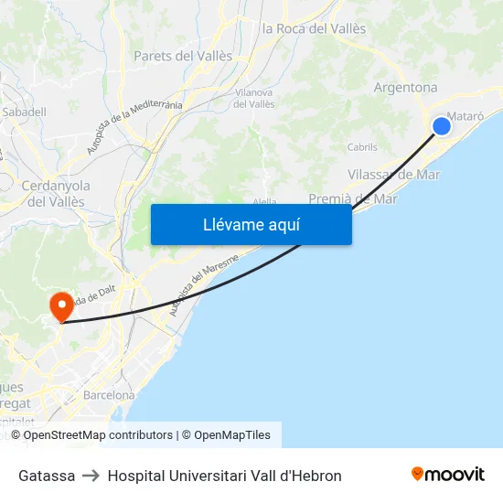 Gatassa to Hospital Universitari Vall d'Hebron map