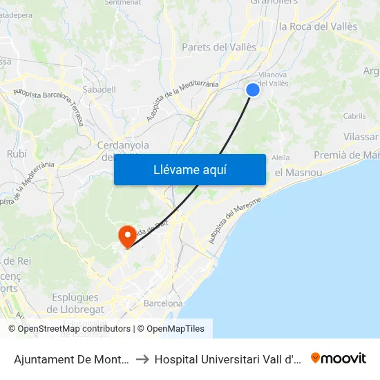 Ajuntament De Montornès to Hospital Universitari Vall d'Hebron map