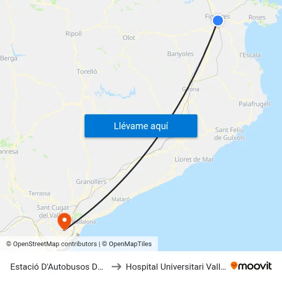 Estació D'Autobusos De Figueres to Hospital Universitari Vall d'Hebron map