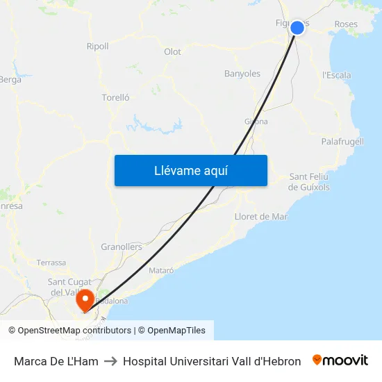 Marca De L'Ham to Hospital Universitari Vall d'Hebron map