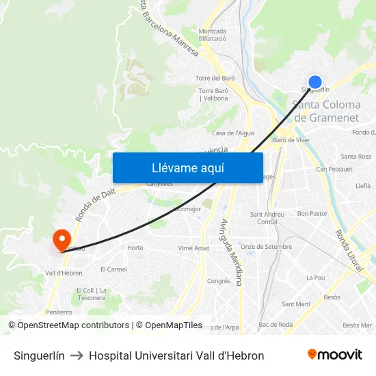 Singuerlín to Hospital Universitari Vall d'Hebron map