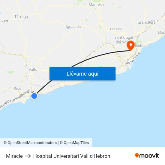 Miracle to Hospital Universitari Vall d'Hebron map