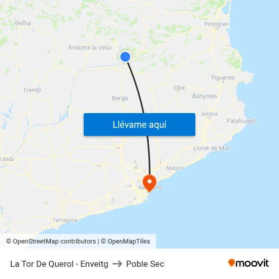 La Tor De Querol - Enveitg to Poble Sec map