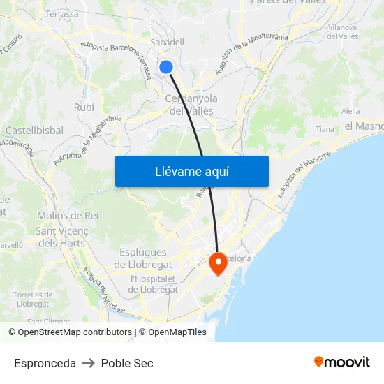 Espronceda to Poble Sec map