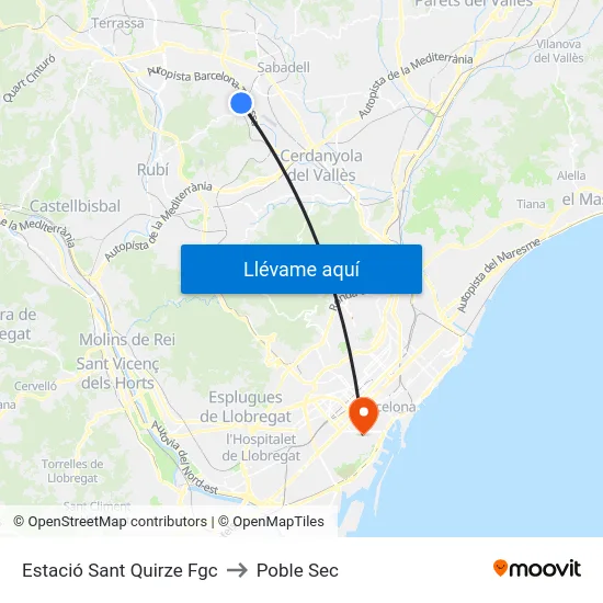 Estació Sant Quirze Fgc to Poble Sec map