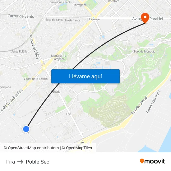 Fira to Poble Sec map