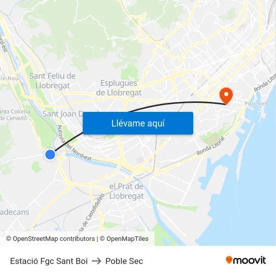 Estació Fgc Sant Boi to Poble Sec map