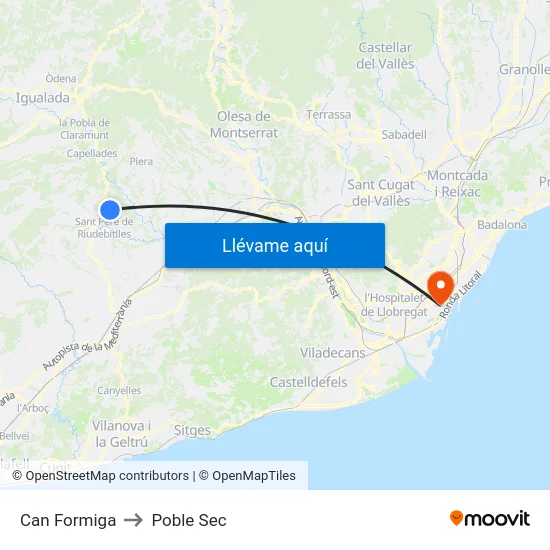 Can Formiga to Poble Sec map