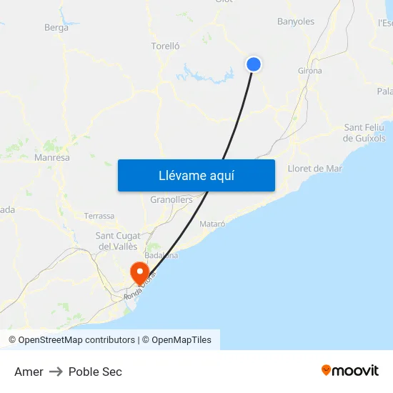 Amer to Poble Sec map