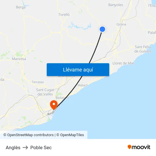 Anglès to Poble Sec map