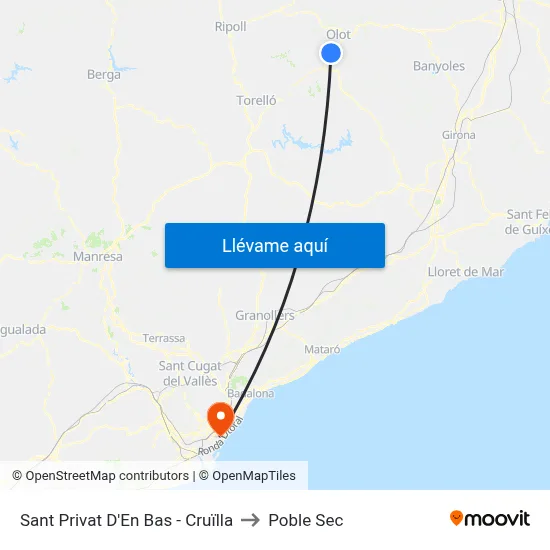 Sant Privat D'En Bas - Cruïlla to Poble Sec map