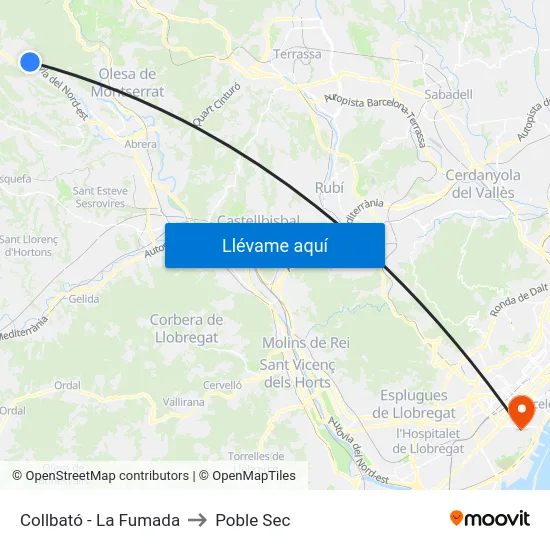 Collbató - La Fumada to Poble Sec map