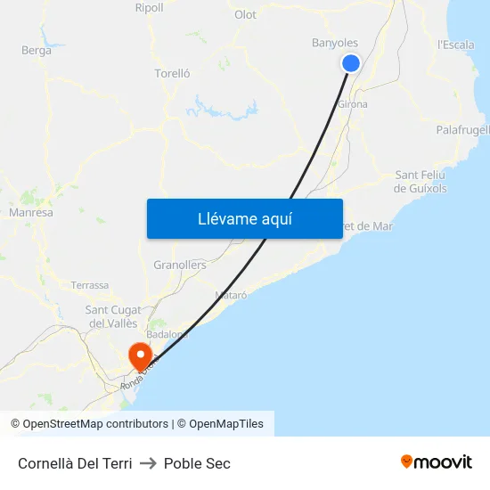 Cornellà Del Terri to Poble Sec map