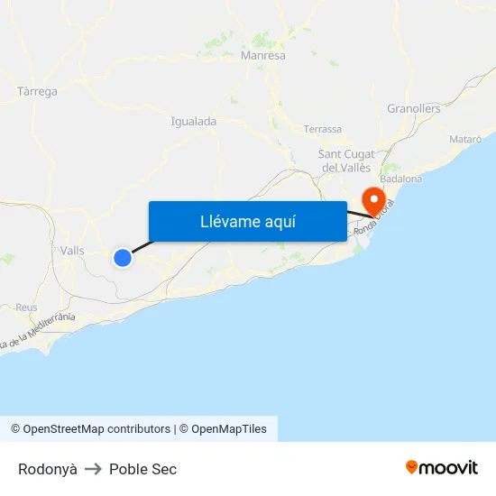 Rodonyà to Poble Sec map