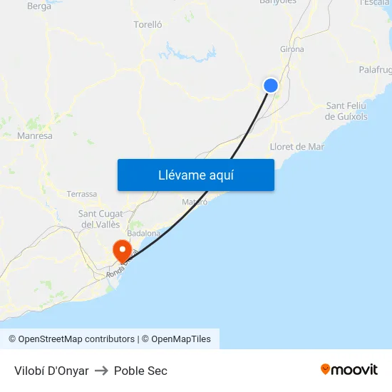 Vilobí D'Onyar to Poble Sec map