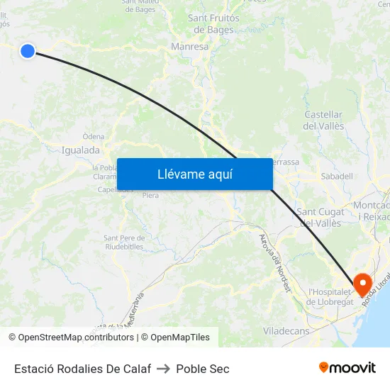 Estació Rodalies De Calaf to Poble Sec map